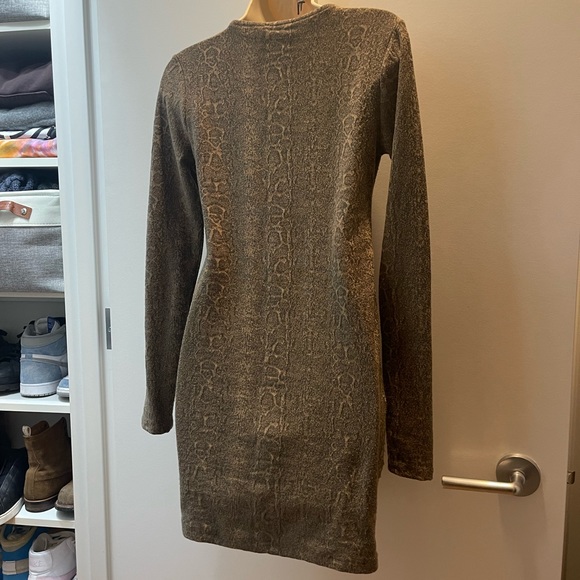 ZARA Brown/Gold/Tan Snake Print Mini Dress - Picture 5 of 5
